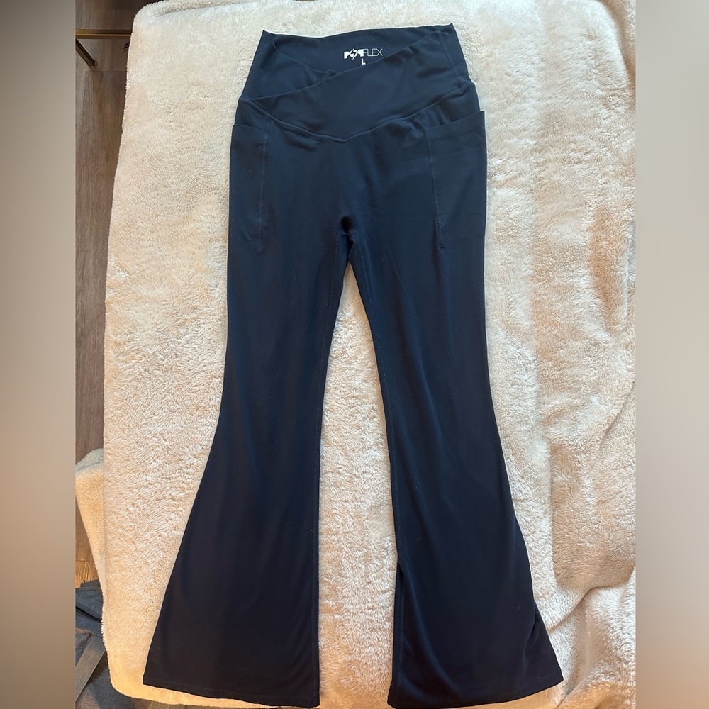 High-Waist Black Flare Yoga Pants